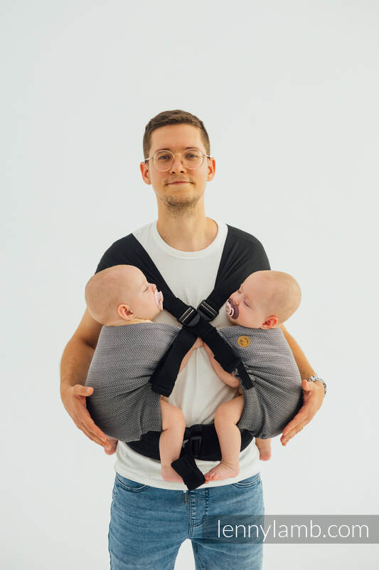 LennyTwin bæresele, 100% bomull- LITTLE HERRINGBONE OMBRE GREY