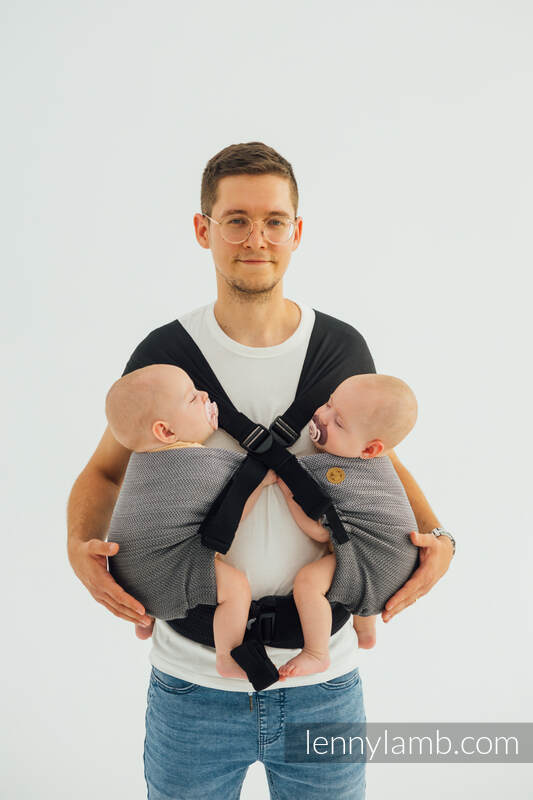 LennyTwin bæresele, 100% bomull- LITTLE HERRINGBONE OMBRE GREY