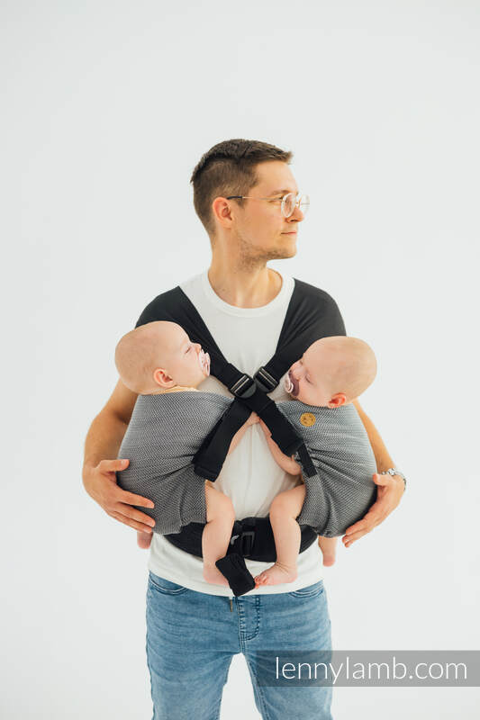 LennyTwin bæresele, 100% bomull- LITTLE HERRINGBONE OMBRE GREY