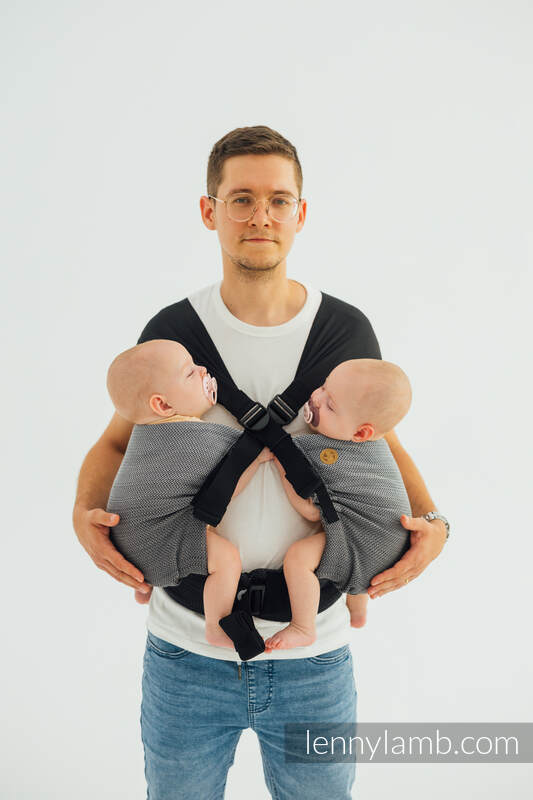 LennyTwin bæresele, 100% bomull- LITTLE HERRINGBONE OMBRE GREY