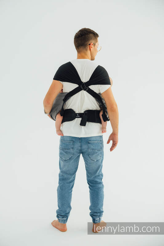 LennyTwin bæresele, 100% bomull- LITTLE HERRINGBONE OMBRE GREY