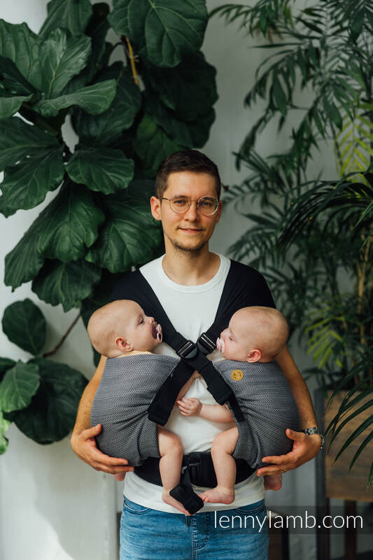 LennyTwin bæresele, 100% bomull- LITTLE HERRINGBONE OMBRE GREY