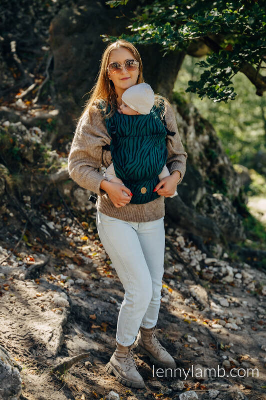 LennyLight bæresele, Standard størrelse (63% bomull, 37% merino ull) - ZEBRA - SAVANNA