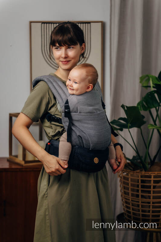 LennyLight bæresele , Standard størrelse, 100% bomull - LITTLE HERRINGBONE OMBRE GREY