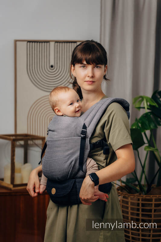 LennyLight bæresele , Standard størrelse, 100% bomull - LITTLE HERRINGBONE OMBRE GREY