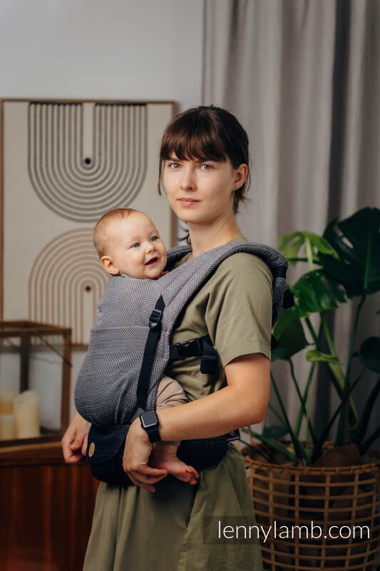 LennyLight bæresele , Standard størrelse, 100% bomull - LITTLE HERRINGBONE OMBRE GREY