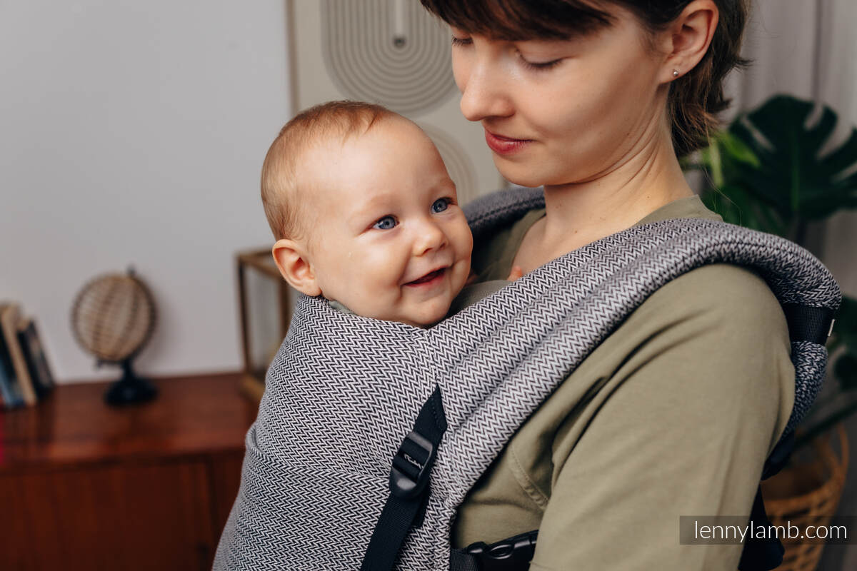 LennyLight bæresele , Standard størrelse, 100% bomull - LITTLE HERRINGBONE OMBRE GREY