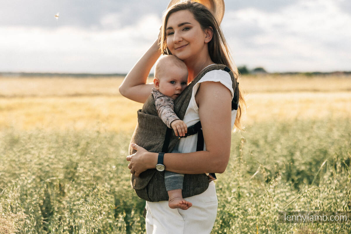 LennyLight bæresele, Standard størrelse, chevron weave, 100% lin - ARROW - WOOD